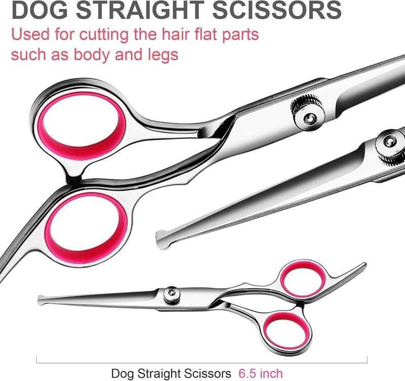 FAIGEO Professional Dog Grooming Scissors Kit, Titanium Coated Dog Scissors for Grooming, Grooming Shears Kit for Dogs Cat At Home (Pink 5 in 1) - Image 5